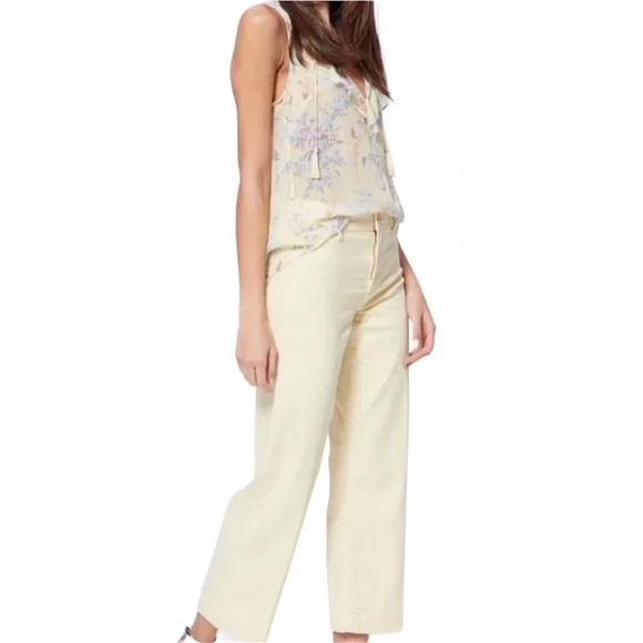 PAIGE Nellie Wide Leg Culotte Jeans in Light Yellow Size 27 - Picture 5 of 16